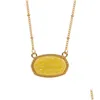 Pendant Necklaces Resin Oval Druzy Necklace Gold Color Chain Drusy Hexagon Style Designer Brand Fashion Jewelry For Women Drop Deliv Dhmer