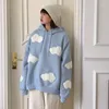 Damen Hoodies mit Hut Frauen Harajuku 3D Cloud gedruckt ästhetische dickere Teenager Top koreanische Freizeit Designer Streetwear lose schicke Ins