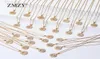ZMZY 26pcslots Whole Lots Bulk Mixed AZ Letter Necklace Stainless Steel Chain Necklace CZ Crystal Gold Color Pendant Y2008105798371