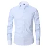 2023 Men French Cufflinks Shirts White Collar Design Solid Color Jacquard Fabric Male Gentleman Dress Long Sleeves Shirt 240126