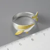 Lotus Fun 18K Gold Personlighet Whale Dating Justerbara ringar för kvinnor Original 925 Sterling Silver Lyxkvalitet Fina smycken 240119