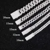 RTS Fashion 13Mm 15Mm 20Mm Wide 2 Rows Cuban Chain D Color VVS Moissanite Diamond S Sier Jewelry Hip Hop Necklace