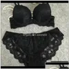 Set di reggiseni da donna push up sexy pizzo imbottito bralette lingerie con ferretto Uback reggiseno e slip set Bh Xaesz 5Vose Drop Delivery Apparel Un Dhyvr