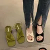 Geklede schoenen Sandalen voor dames Vierkante hakken Middenzomer 2024 Groen Schoeisel Dames Open teen Sale Comfort Ademend Modieus VIP