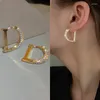 Hoop örhängen Vintage Gold Color Circle Arc Classic Copper Eloy for Women Simple Exquisite Earring Korean Girl's Daily Wear Smycken
