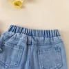 Vêtements Ensembles 2-7Y Enfants Filles Mode Denim Pantalon Tenues Bébé Spaghetti Strap Bow Débardeurs Taille Élastique Jeans Enfants Vêtements D'été