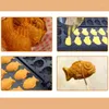 Brödtillverkare kommersiella 14st små fisk våffla tillverkare formade taiyaki maskin non-stick rostfritt stål mellanmål utrustning