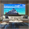 Peintures Vieux Pont de Bois Affiches Toile Peinture Mur Art Photos Pour Salon Mer Lac Paysage Impressions Ciel Coucher de Soleil Maison Moderne Dro Dh2Wb