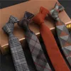 Jemygins original de alta qualidade algodão 24 magro xadrez sólida cashmere gravata lã pescoço masculino para jovens reunião trabalho 240122