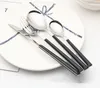 Flatware Sets 4PCS/SET Silver Dinnerware Set Stainless Steel Tableware Knife Fork Spoon Luxury Cutlery Wood Grain Handle XB 058