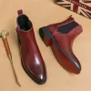 2024 Chelsea Stiefel Männer Handmade Business Schwarz Rot Slip auf Pu Sapato Masculino Kostenloser Versand Männer Stiefel