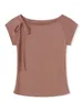 Kvinnors T -skjortor Kvinnor Cap Sleeve Tops Solid Color Bandage Summer