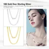 Orsa Jewels 925 STERLING Gümüş 3mm Altın Esnek Düz Zincir Balıksırtı Yılan Zinciri Kolye Kadınlar Boyun Zinciri Takı SC35 240119