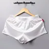 Mäns Sleepwear Mens Imitation Silk Satin Boxers Shorts Homewear Male Soft Smooth Glossy Pyjamas Bottoms Man Pyjamas Lounge Pants