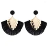 Dangle Earrings Charmsmic Bohemian Feather Tassel For Women Fan-shaped Alloy Pink Ethnic Jewelry Drop Wholesale