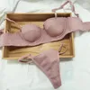 Sutiãs conjuntos meia xícara push up sutiã fino e tanga conjunto roupa interior macia respirável mulheres íntimas lingerie sexy francesa