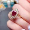 Anéis de cluster Deep Red Natural Ruby Ring 6mm 8mm 1ct Myanmar 925 Prata para festa manter brilhando jóias de pedras preciosas banhadas a ouro