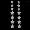 Dangle Earrings Silver Color Star Romantic Drop With Zircon Stone For Women Fashion Jewelry 2024 Korean