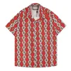 メンズカジュアルシャツデザイナーファッションロングスリーブポロネックシャツシングルロウボタンクラシックビジネス幾何学的な格子型高品質のコットンカジュアルシャツ