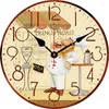 ساعات الحائط Chef Clock غرفة المعيشة غرفة نوم جولة صامتة لتناول الطعام ديكور المنزل مركبة كارفت الفنون ديكور