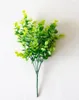 Dekorativa blommor 1/2/4st grenar gröna konstgjorda växter heminredning falsk gräs eukalyptus bukett blad faux växt för butiksbröllop