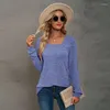 Camiseta feminina manga comprida, camiseta fashion elegante chique feminina top primavera outono blusa solta macia casual cor bloco camiseta feminina