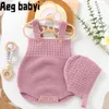 Rompers Born Baby Hats Clothes Sets Autumn Solid Knitted Infants Kids Boy Girl Sweaters Jumpsuits Outfits 2pcs Knitwear