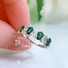 Cluster Rings Spring Qiaoer Vintage 925 Sterling Silver Oval Cut Created Moissanite Emerald Gemstone Wedding Band Fine Jewelry