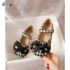 QUNQ 2023 Summer Ins Girls Bow Plaid Sparcing Lovely Princess Childrens Single Shoes Breattable Fashion Casual Kids Shose 240131