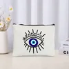 Cosmetic Bags Eco Canvas Travel Toiletry Bag Evil Eye Organizer Women Office Supplies Storage Makeup Pencil Case Ladies Purse