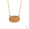 Pendant Necklaces Resin Oval Druzy Necklace Gold Color Chain Drusy Hexagon Style Designer Brand Fashion Jewelry For Women Drop Deliv Dhmer