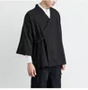 Roupas étnicas Verão Estilo Chinês Jaqueta de Linho Hanfu Homens Traje Terno Solto Tamanho Grande Algodão Retro Tang Robe Masculino