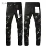 Lila Jeans Lila Markenjeans Herrenjeans Luxustrend Lila Mann Schwarz High Street Farbe Graffiti Muster Jeans Damen Röhrenhose Denimhose Amirs 884