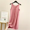 Vestidos casuais moda coreana 4xl 5xl 6xl sexy modal nightdress mulheres sleepwear sem mangas colete camisola verão casa vestido