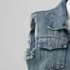 Coletes femininas denim colete vestido com bainha emendada jaqueta de renda irregular elegante mulheres jaquetas botão sem mangas