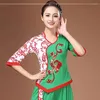 Vêtements ethniques Cheongsam Femmes Plus Taille Tops 2024 Printemps Coton Mélange Impressions Épissage Col V Broderie Style Chinois Danse Qipao Chemises