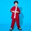 Abbigliamento da palcoscenico Abbigliamento da ballo Hip Hop per bambini Ragazzi Camicie rosse Pantaloni larghi Abiti da prestazione Ragazze Jazz Passerella Festival DQS9920