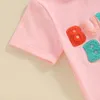 衣料品セット幼児の女の子の男の子の夏の服イースター衣装半袖の手紙刺繍Tシャツとセット