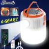 Solar Camping Light Power Bank USB Laddningsbar glödlampa 6 växlar Fjärrkontroll Tält Lamp Portable Lanterns Emergency Lights Outdoor 240119