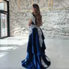 Privat anpassad marockansk kaftan aftonklänningsapplikationer spetslock ärm kungblå sjöjungfru slits sammet arabiska prom klänningar