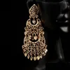 Bungelen kroonluchter oorbellen Vintage Womens Moon Drop Arabische luxe bruids gouden kleur levering sieraden Otsei