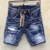 Designer Jean Short Fashion Casual Slim Ripped paint Zipper Patch D letter embroidery Denim Shorts For Men Street Punk Blue