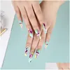 Falsas uñas geométricas arco colorf falso ligero duradero para mujeres niñas decoración de uñas entrega entrega salud belleza arte salón otvhk