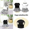 Dog Apparel Spring Summer Thin Dress Letter Classic Simple Plaid Cat Black White Pet Skirt For Puppy Chihuahua Fashion Clothes