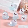 Encantos 10 pçs dos desenhos animados luminoso fantasma resina diy presente de halloween jóias fazendo criativo chaveiro telefone pingente engraçado estatueta decoração gota otu8l