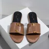 2024 Luxury Metallic Slide Sandals Designer Slides Womens Slippers Shoes Summer Fashion Wide Flat Flip Flops Slipper For Women Size 37-42