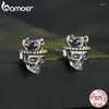 Ohrstecker Bamoer 925 Sterling Silber Retro König des Schädels Skeletts für Frauen Halloween Feinschmuck BSE892