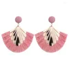 Dangle Earrings Charmsmic Bohemian Feather Tassel For Women Fan-shaped Alloy Pink Ethnic Jewelry Drop Wholesale