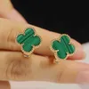 ヴァンクローバークリーフイヤリングデザイナースタッドイヤリング5A高品質のヴィンテージバン4four leaf clover stud緑のイヤリング