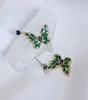 Boucles d'oreilles papillon à la mode pour femmes avec pierre de Zircon vert Noble couleur or dentelle petite boucle d'oreille goutte mode bijoux Dangler